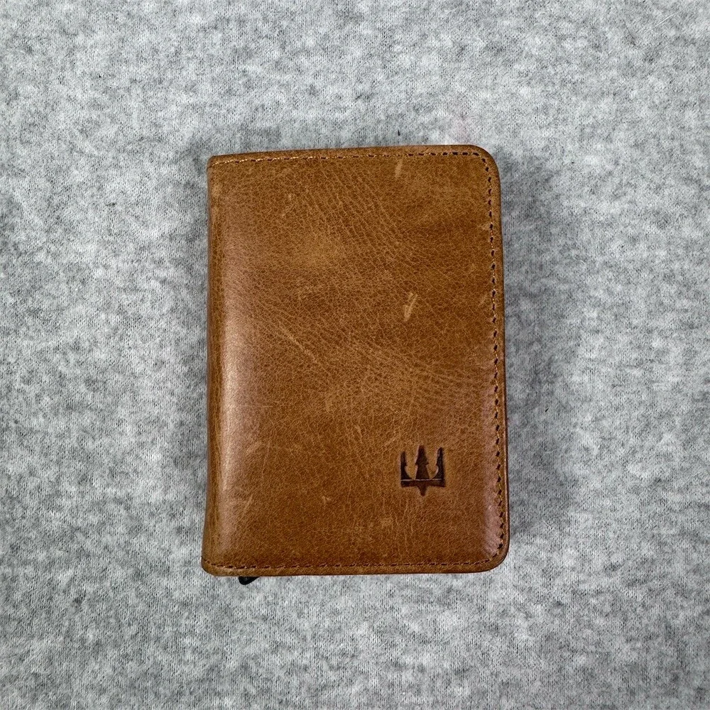 Getto Deri Men's Trifold Wallet Brown Card Holder ID Window Slim Profile